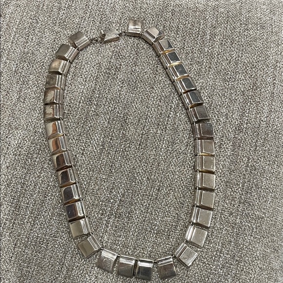 Vintage Mexican Mid Century Modern Sterling Silver Necklace 16" Rare - Picture 6 of 6